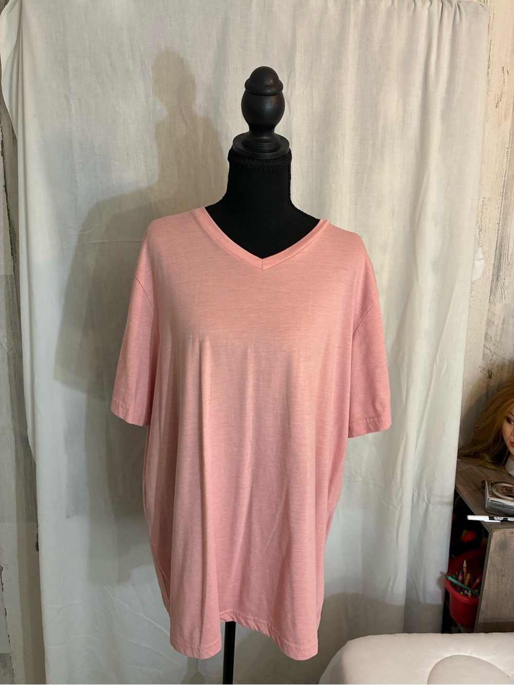 George Soft Pink V-Neck Short Sleeve Tee